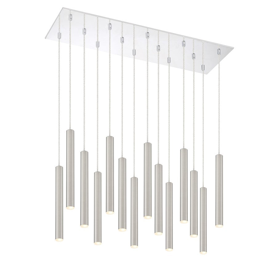 Z-Lite 14 Light Forest 12" Island/Billiard, Satin Nickel - 917MP12-BN-LED-14LCH