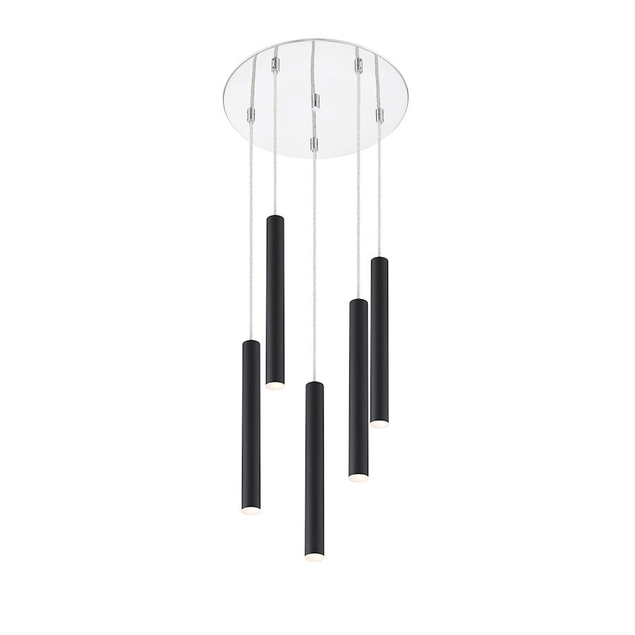 Z-Lite Forest 5 Light 12" Island Light, Chrome/Matte Black - 917MP12-MB-LED-5RCH