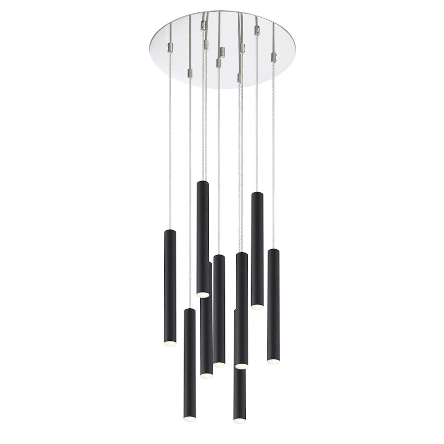 Z-Lite 9 Light Forest RCH 12" Island/Billiard, Matte Black - 917MP12-MB-LED-9RCH