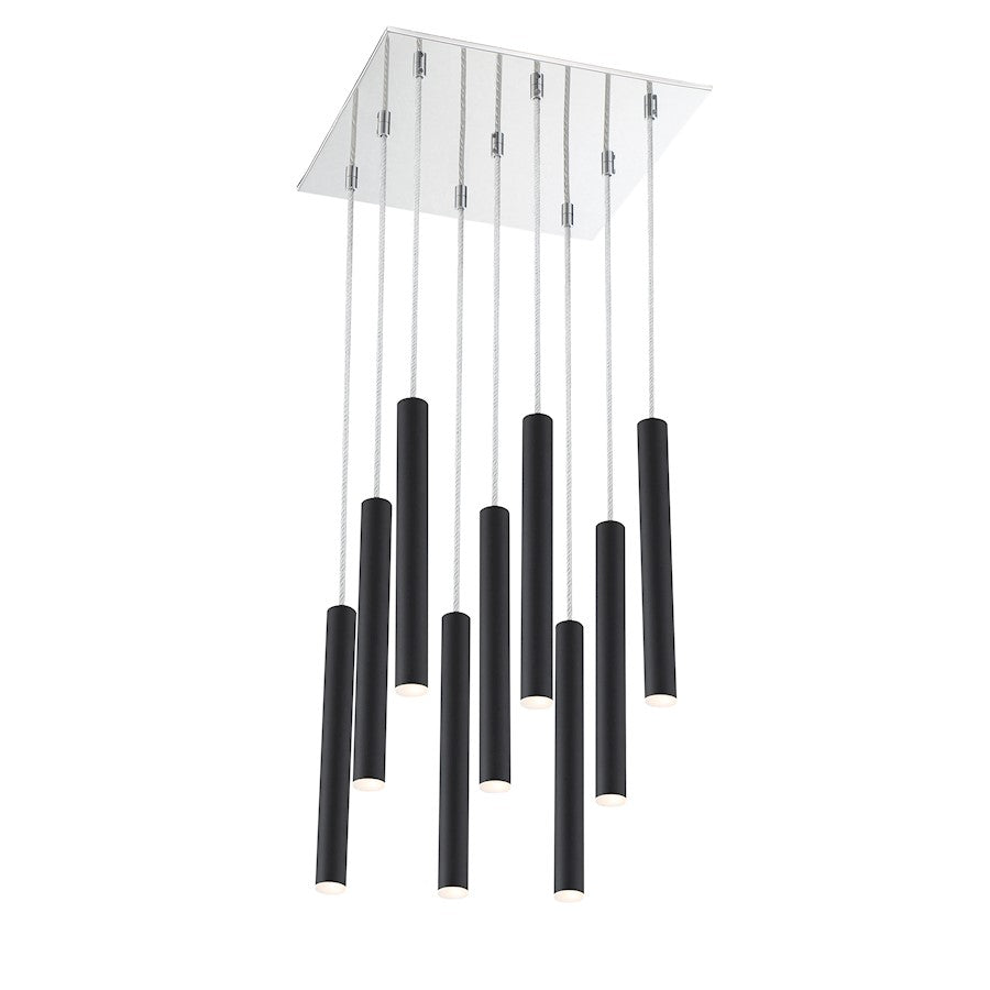 Z-Lite 9 Light Forest 12" Island/Billiard, Matte Black - 917MP12-MB-LED-9SCH