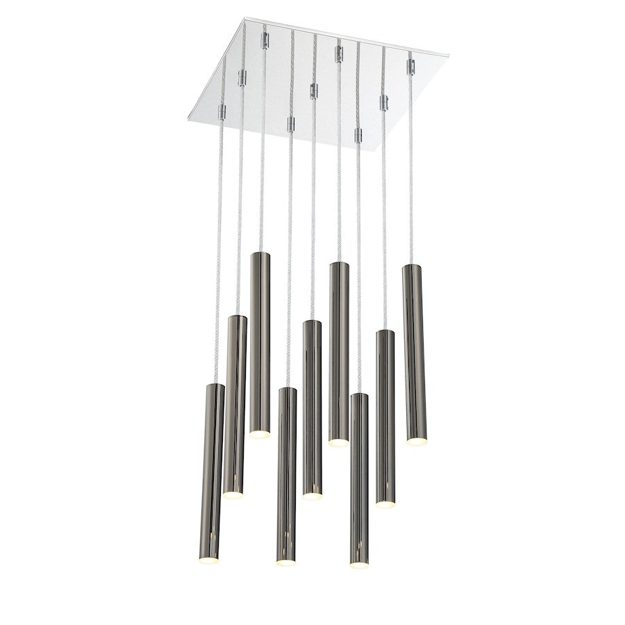 Z-Lite 9 Light Forest 12" Island/Billiard, Pearl Black - 917MP12-PBL-LED-9SCH