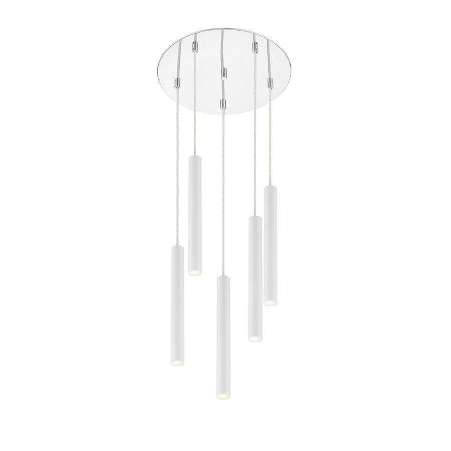 Z-Lite 5 Light Forest 12" Island/Billiard, Matte White - 917MP12-WH-LED-5RCH