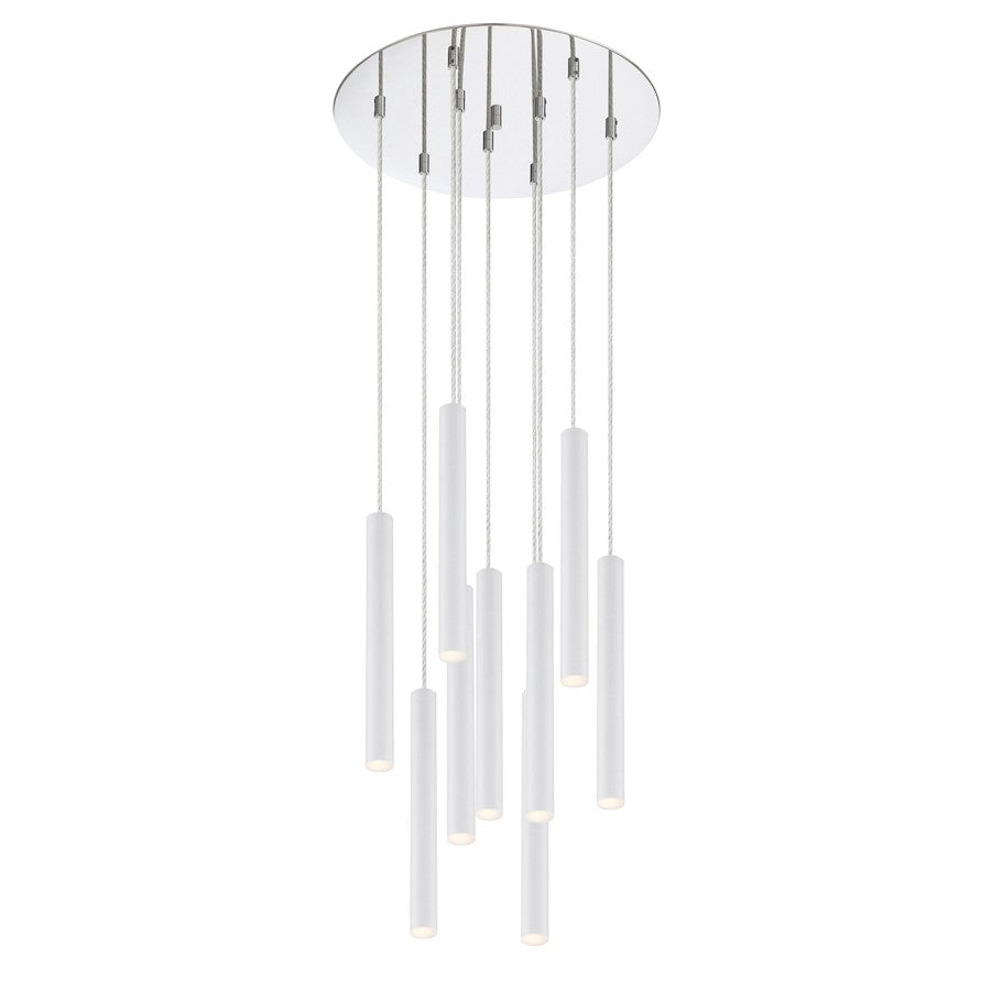 Z-Lite Forest 9 Light Windchime Island, Chrome/White - 917MP12-WH-LED-9RCH