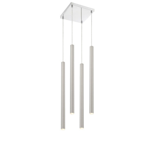 Z-Lite 4 Light Forest 24" Island/Billiard, Satin Nickel - 917MP24-BN-LED-4SCH