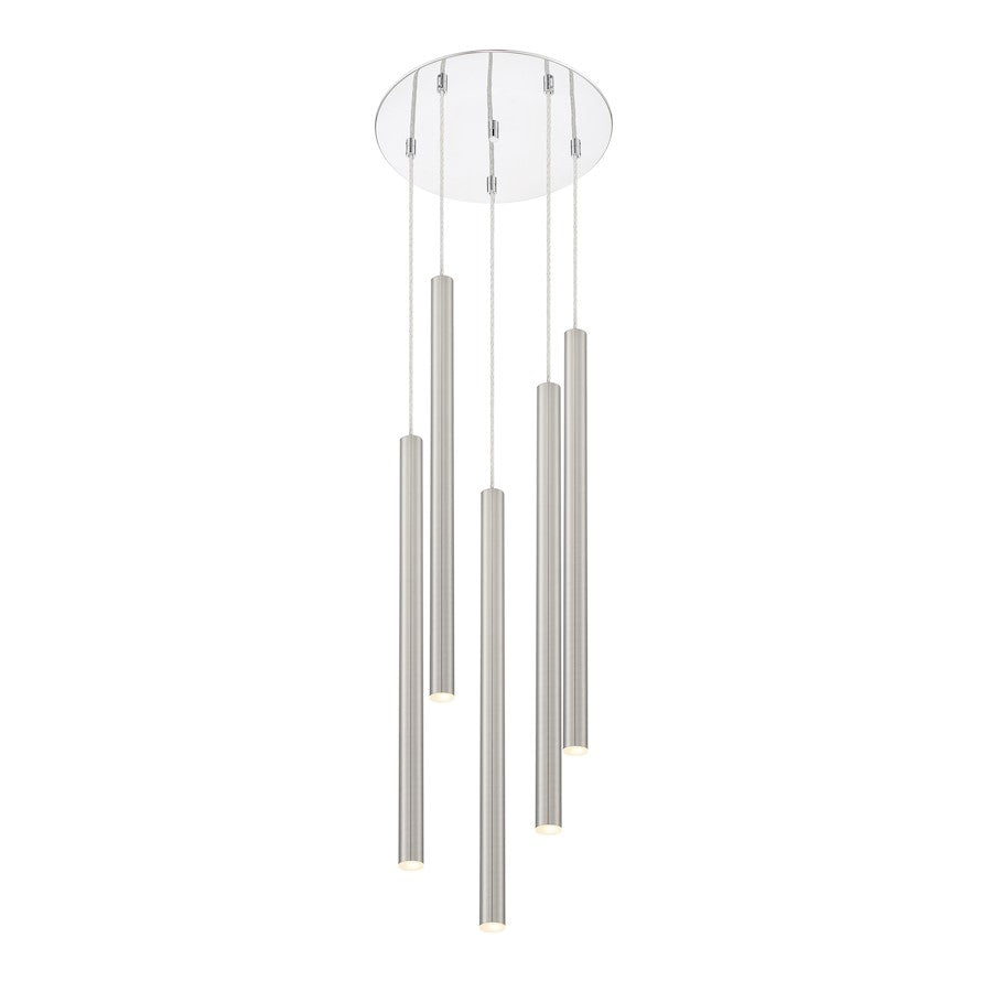 Z-Lite 5 Light Forest 24" Island/Billiard, Satin Nickel - 917MP24-BN-LED-5RCH