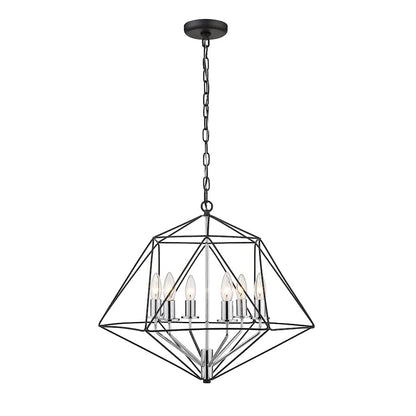 6 Light Chandelier, Matte Black