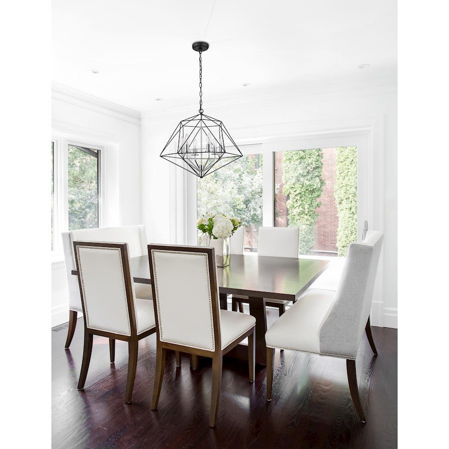 6 Light Chandelier, Matte Black