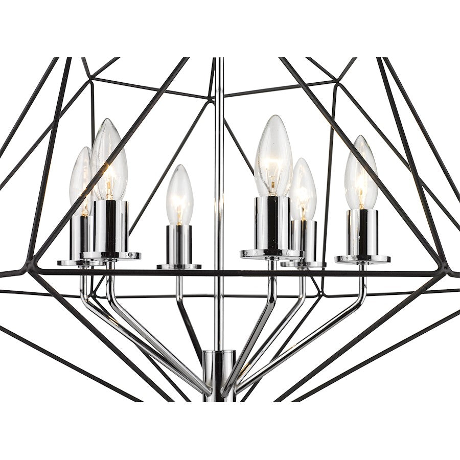 6 Light Chandelier, Matte Black