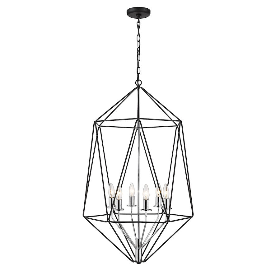 6 Light Chandelier, Matte Black