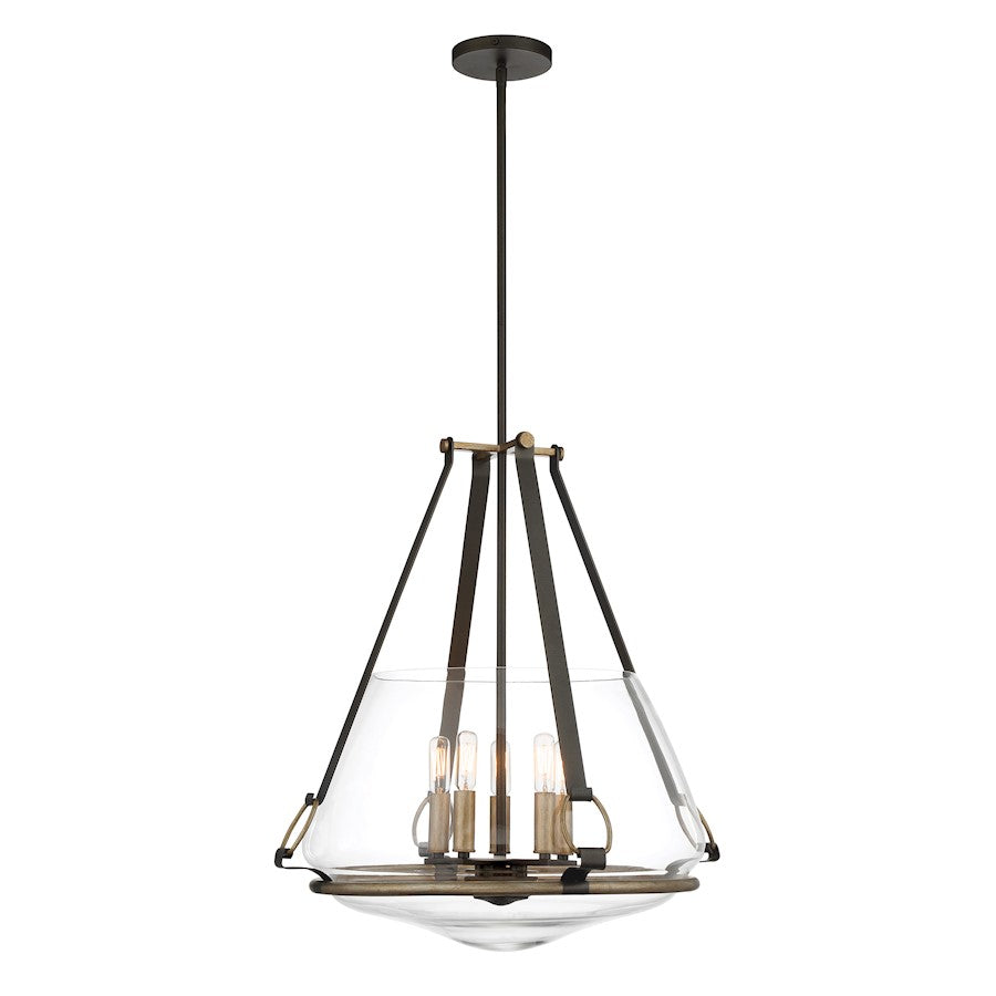 Minka Lavery Eden Valley 5 Light Convertible Pendant, Smoke Iron/Gold - 3905-107