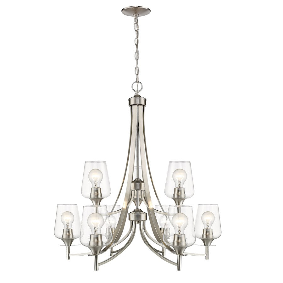 9 Light 31.5" Chandelier, Clear