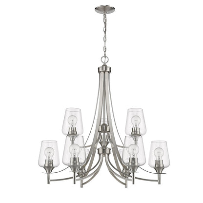 9 Light 31.5" Chandelier, Clear