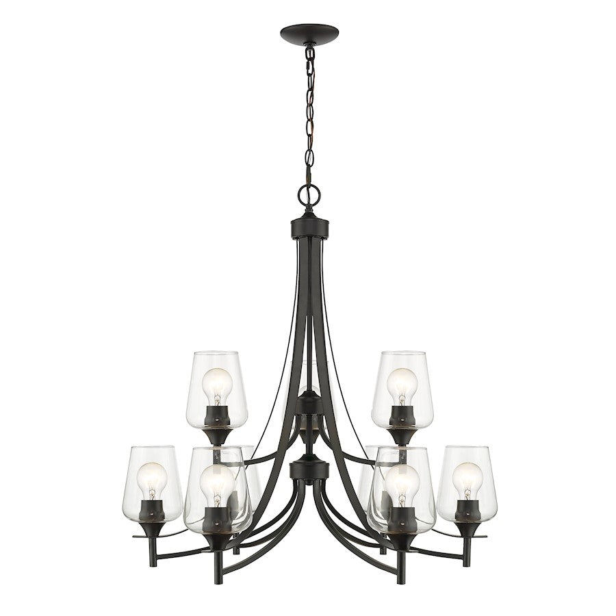 9 Light 31.5" Chandelier, Clear