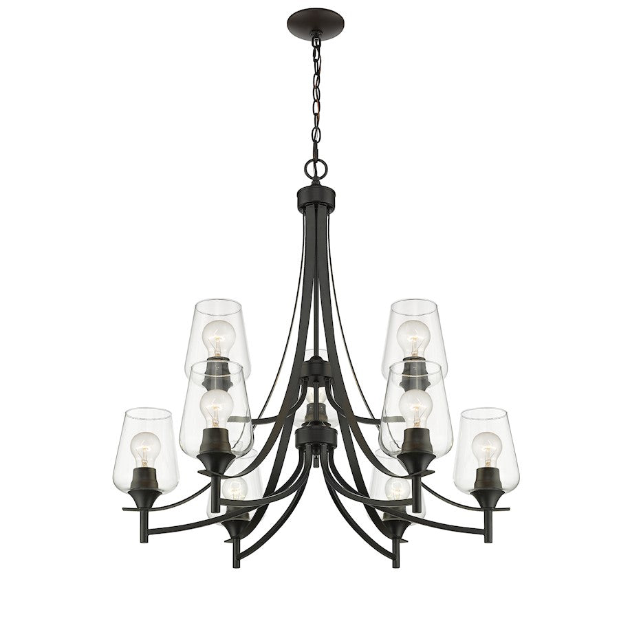 9 Light 31.5" Chandelier, Clear