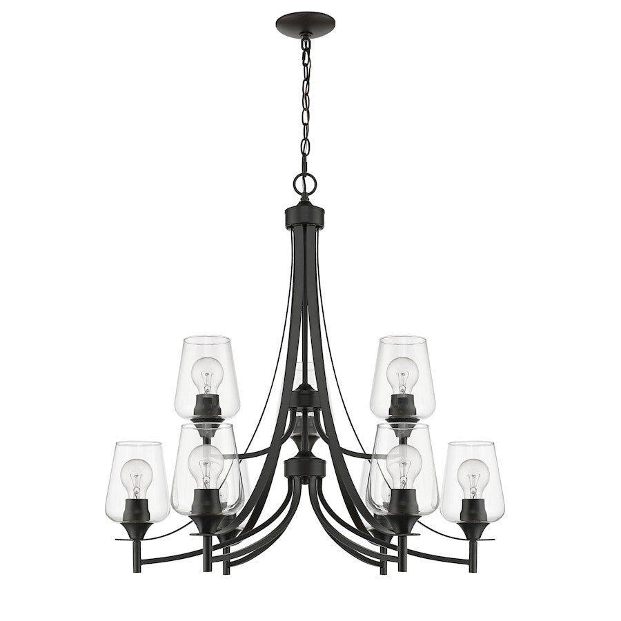 9 Light 31.5" Chandelier, Clear