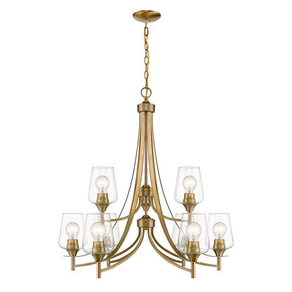 9 Light 31.5" Chandelier, Clear