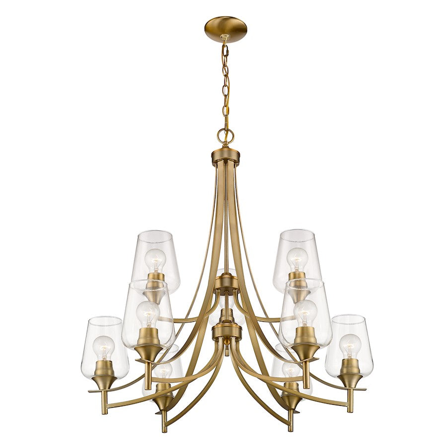 9 Light 31.5" Chandelier, Clear