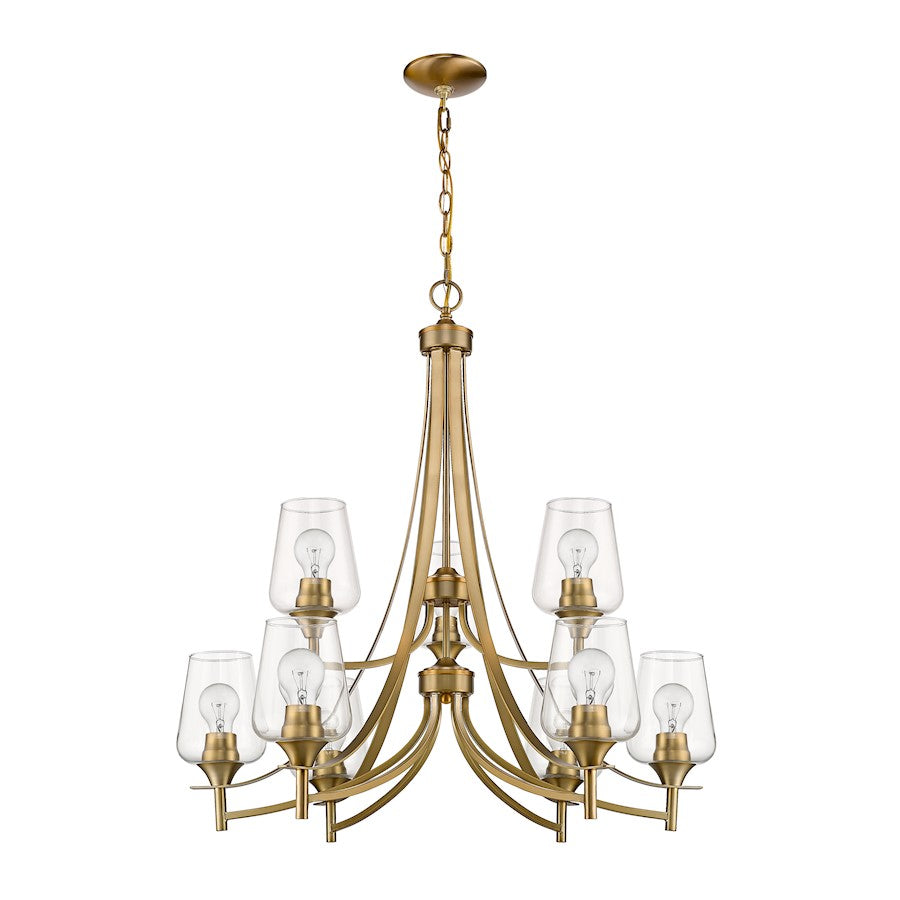 9 Light 31.5" Chandelier, Clear