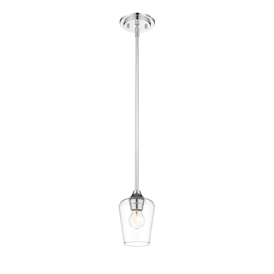 1 Light Mini Pendant in Chrome/Clear