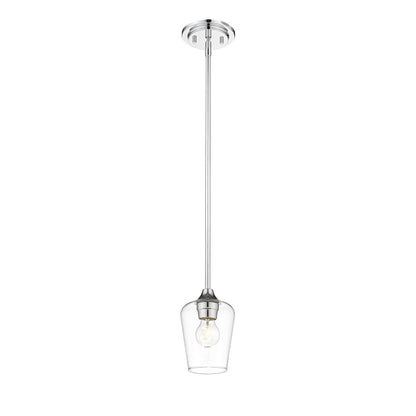 1 Light Mini Pendant in Chrome/Clear