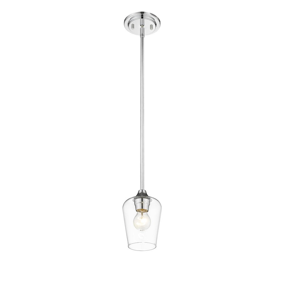 1 Light Mini Pendant in Chrome/Clear