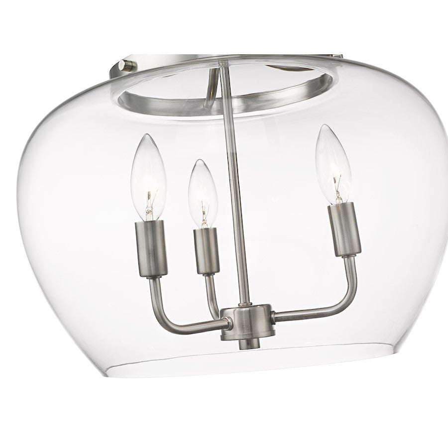 Z-Lite Joliet 3 Light 14" Semi Flush Mount, Clear